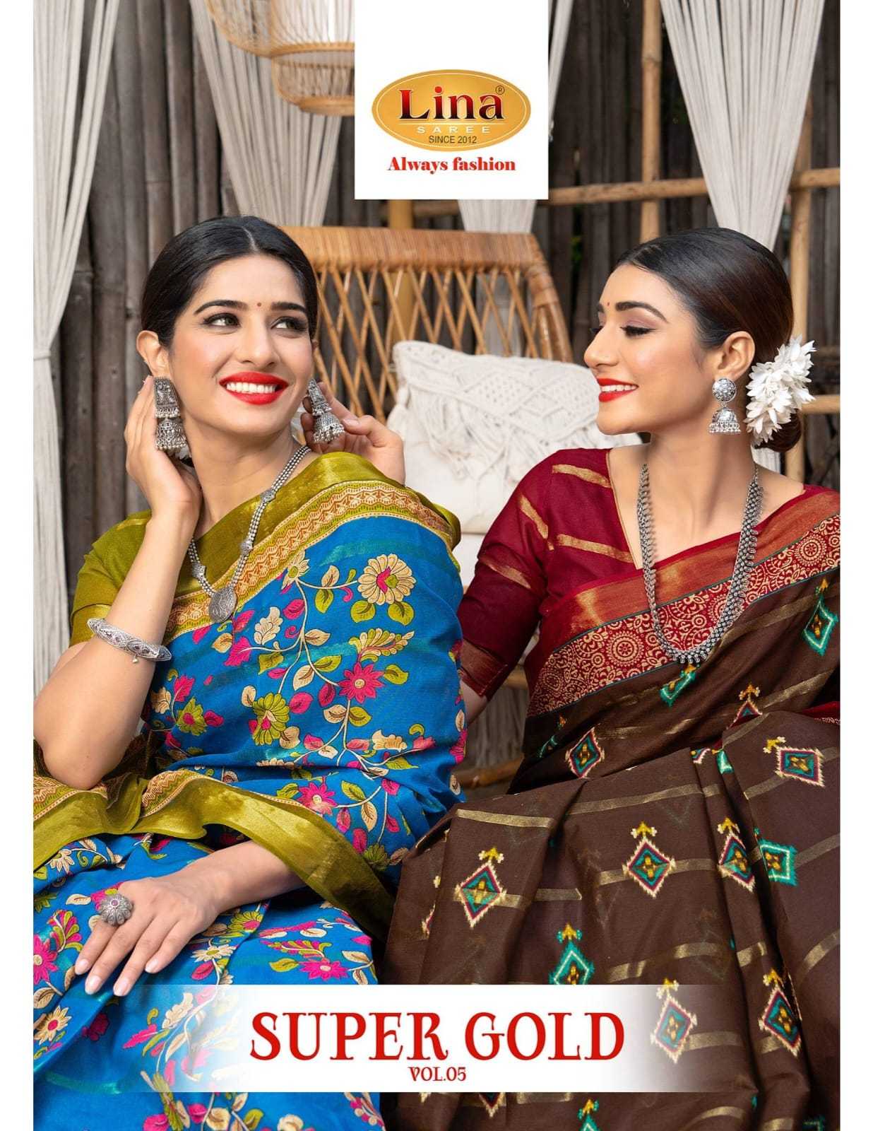 lina sarees super gold vol 5 cotton printed saree collection