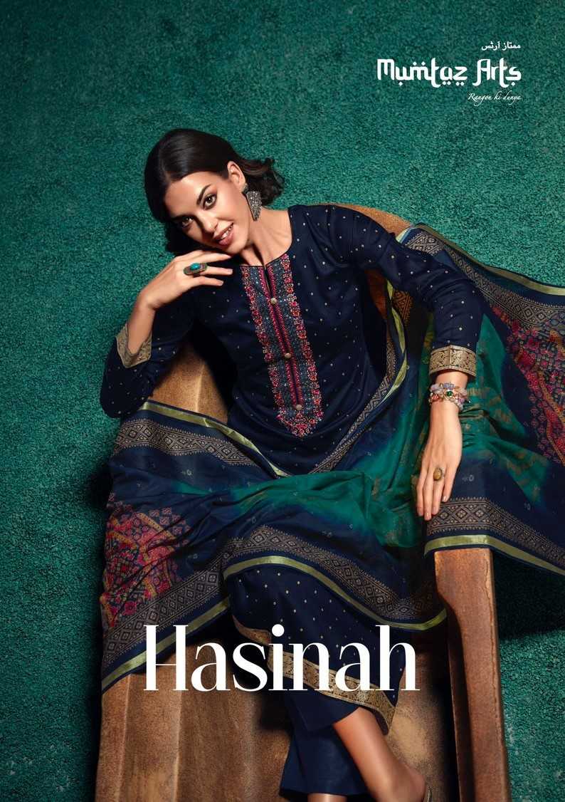 mumtaz arts hasinah latest embroidery work unstitch suit