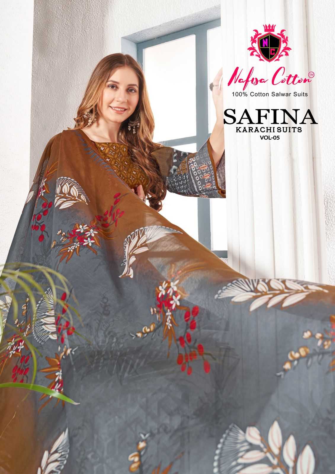 nafisa cotton safina karachi suits vol 5 beautiful pakistani cotton unstitch suit