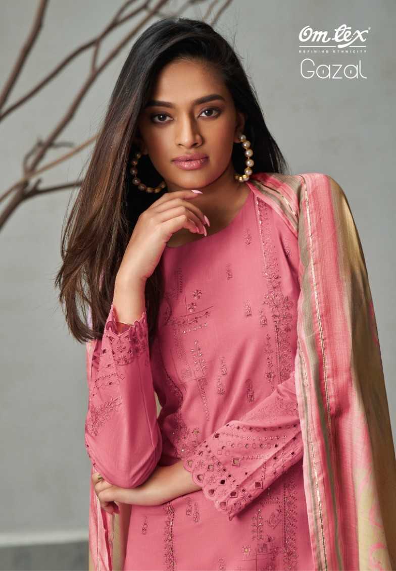 omtex gazal fancy cotton handwork dress material