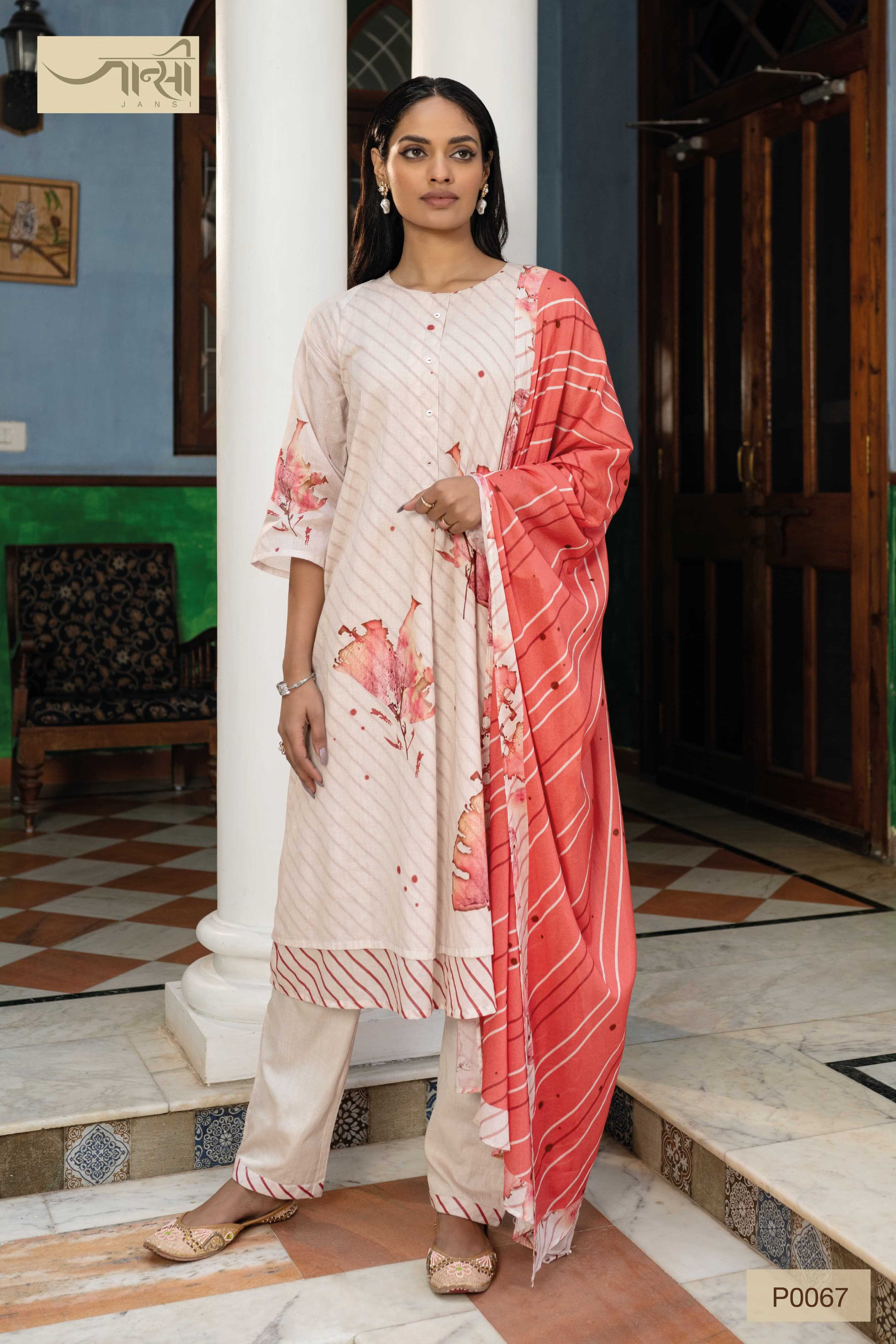 omtex jaansi p0067 readymade mul cotton classy look salwar kameez combo set
