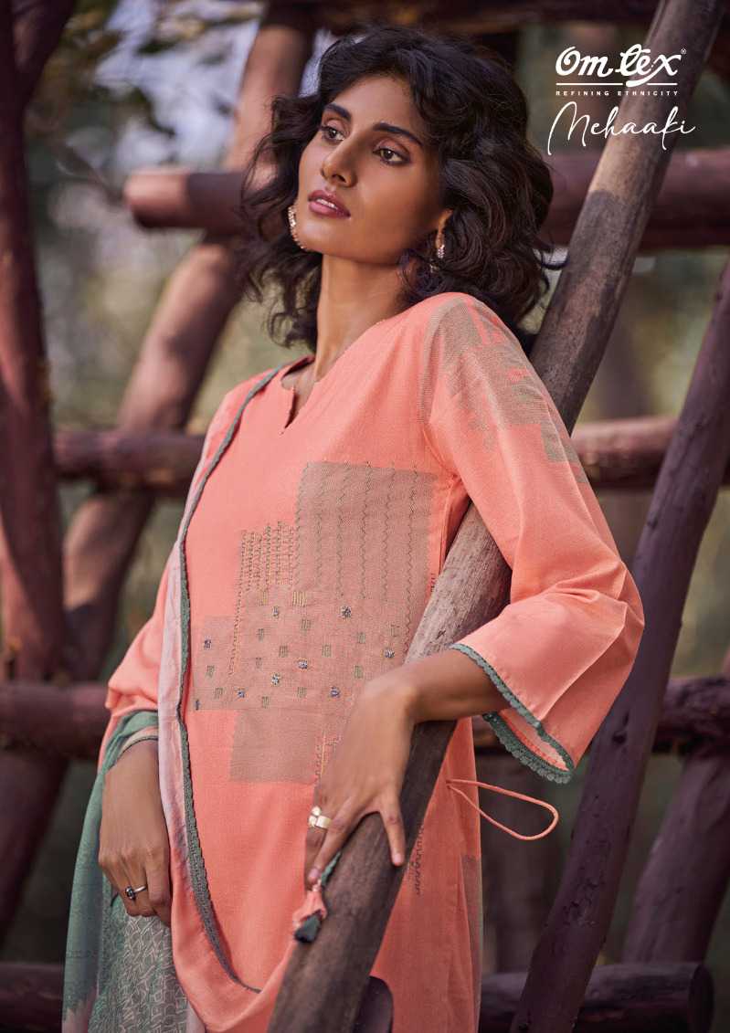 omtex mehaafi digital print lawn cotton salwar suit material with muslin dupatta
