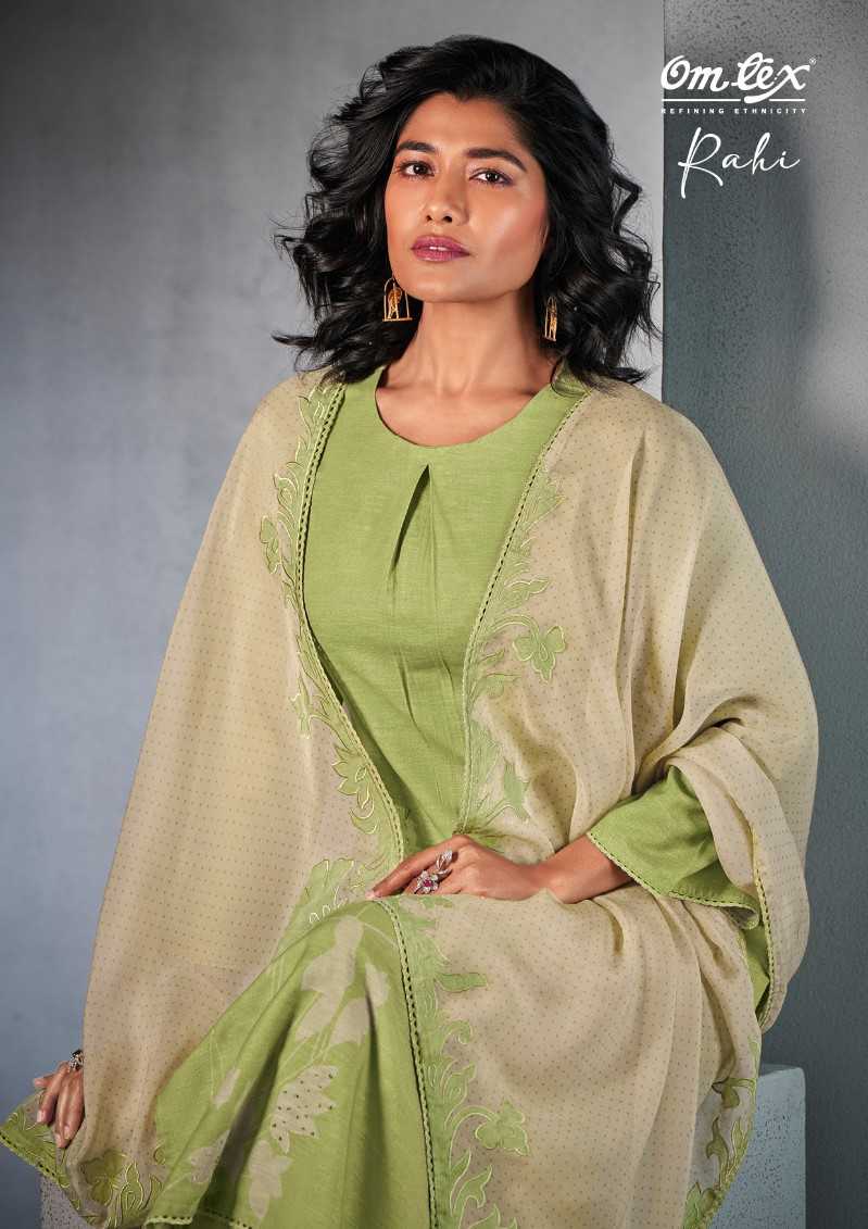 omtex rahi amazing linen cotton digital print with handwork dress material