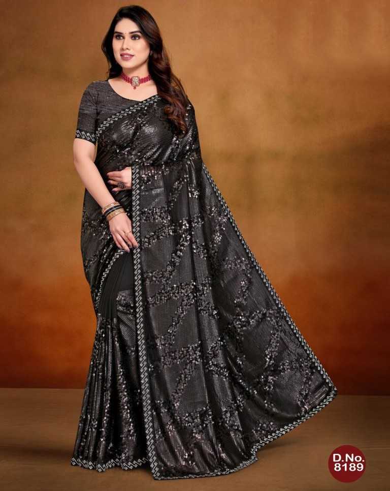 pr 8189 trendy exclusive party wear sequence work sarees 