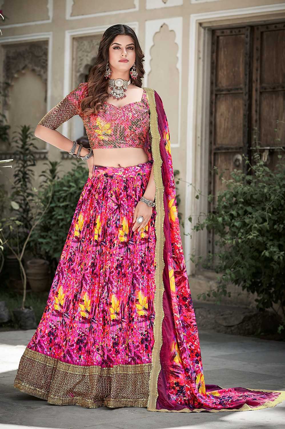pr lnb1013pnk elegant single design stitch lehenga with unstitch blouse dupatta
