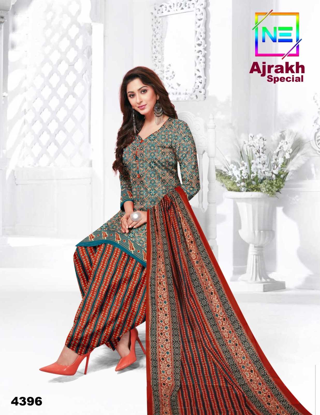 pr nemi ajrakh special casual mulmul cotton salwar kameez material