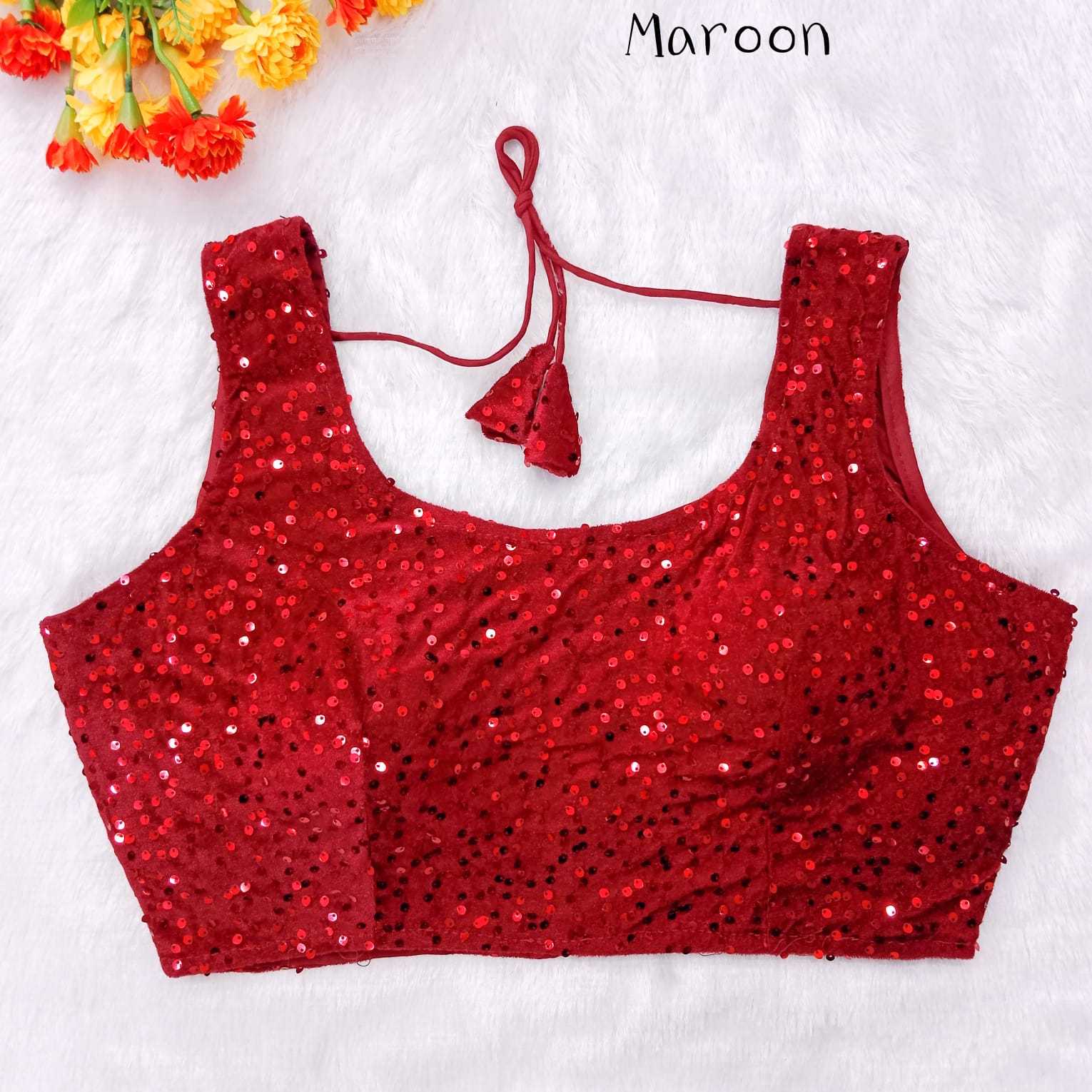 pr velvet khichdi readymade sequence work blouse supplier