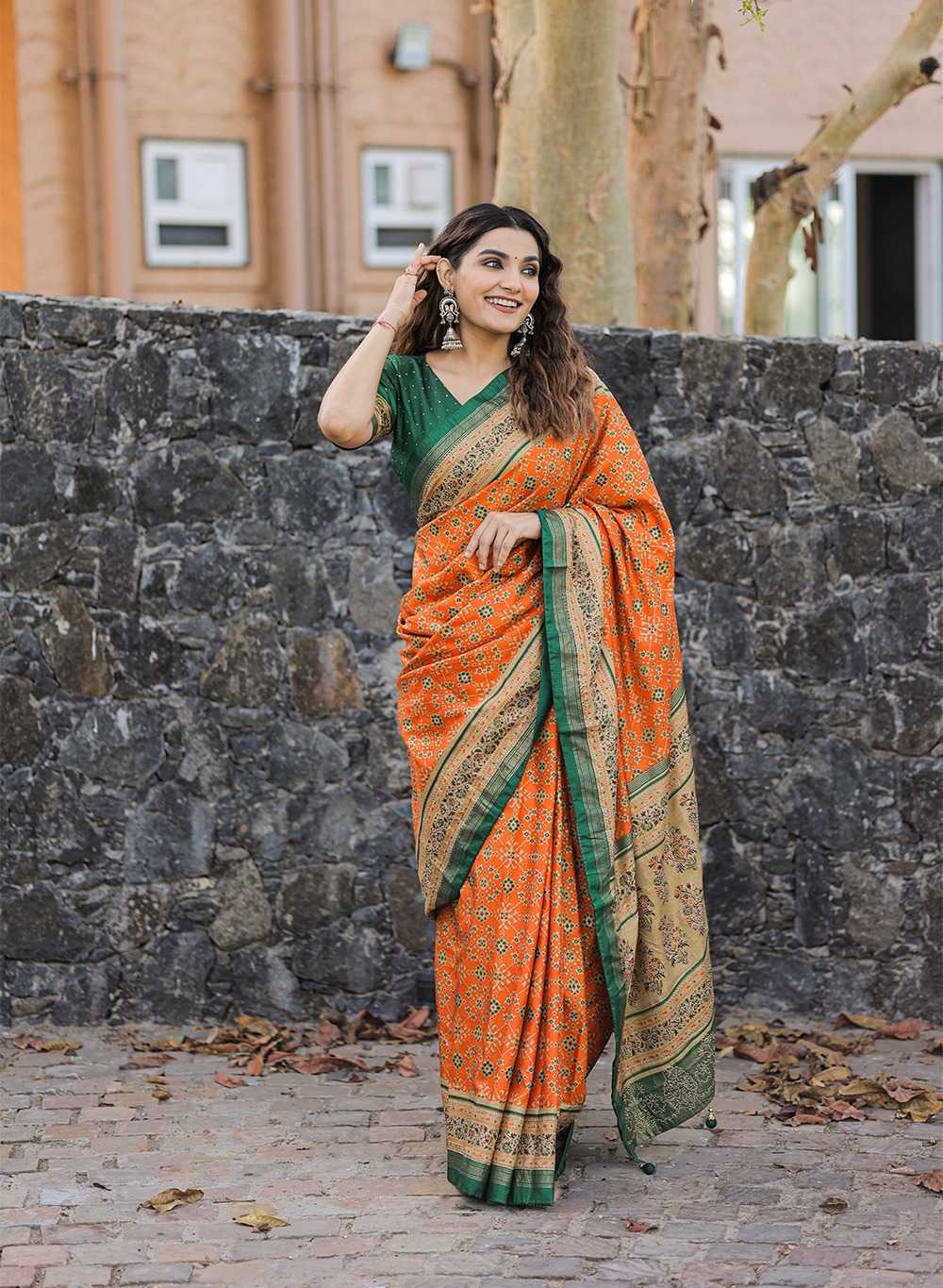 pr ynf7208 traditional wear patola print sarees supplier