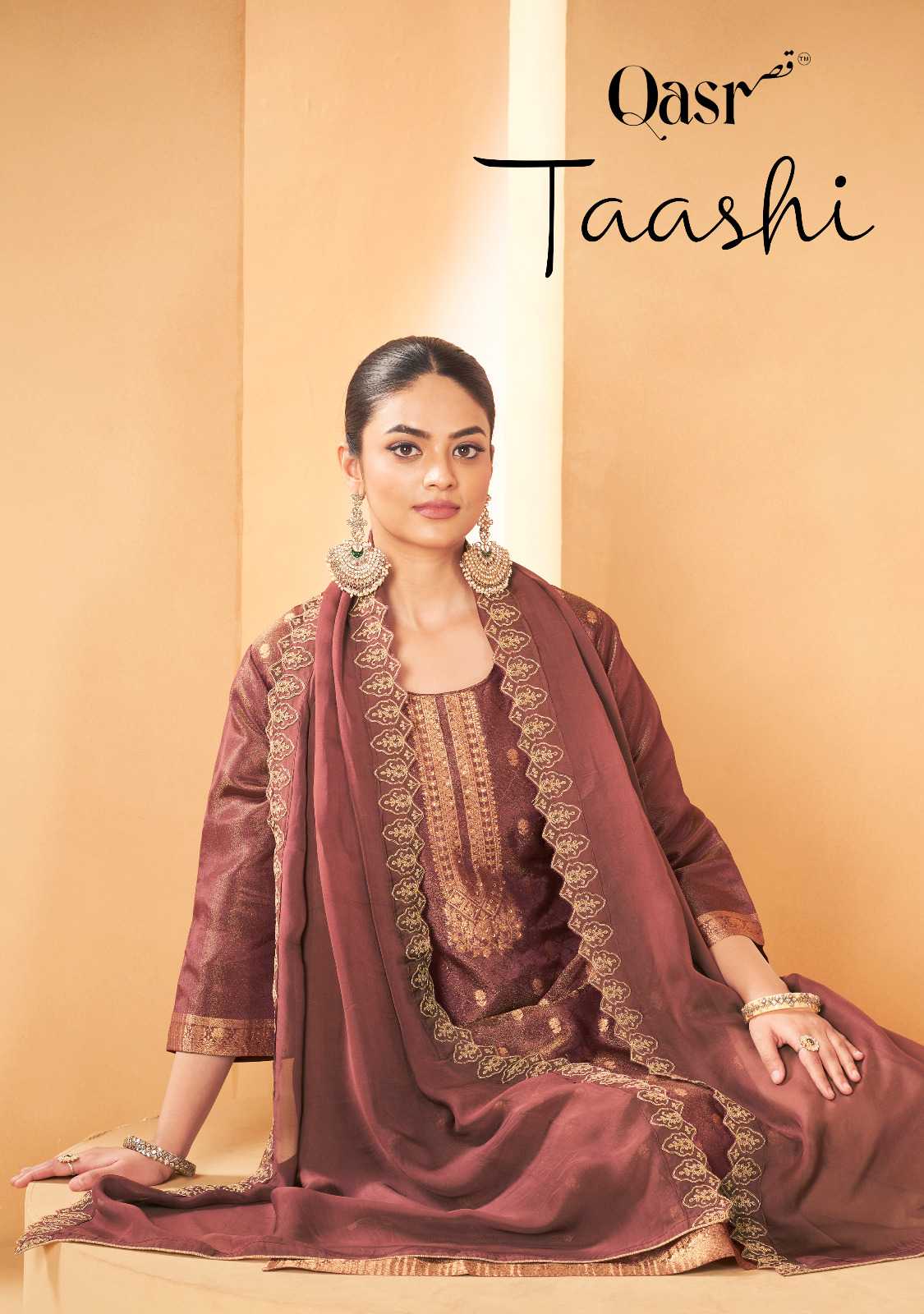 qasr taashi designer occasion wear diamond work dress material