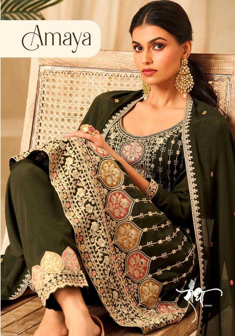 radha trendz amaya readymade eid special embroidery work designer top bottom dupatta
