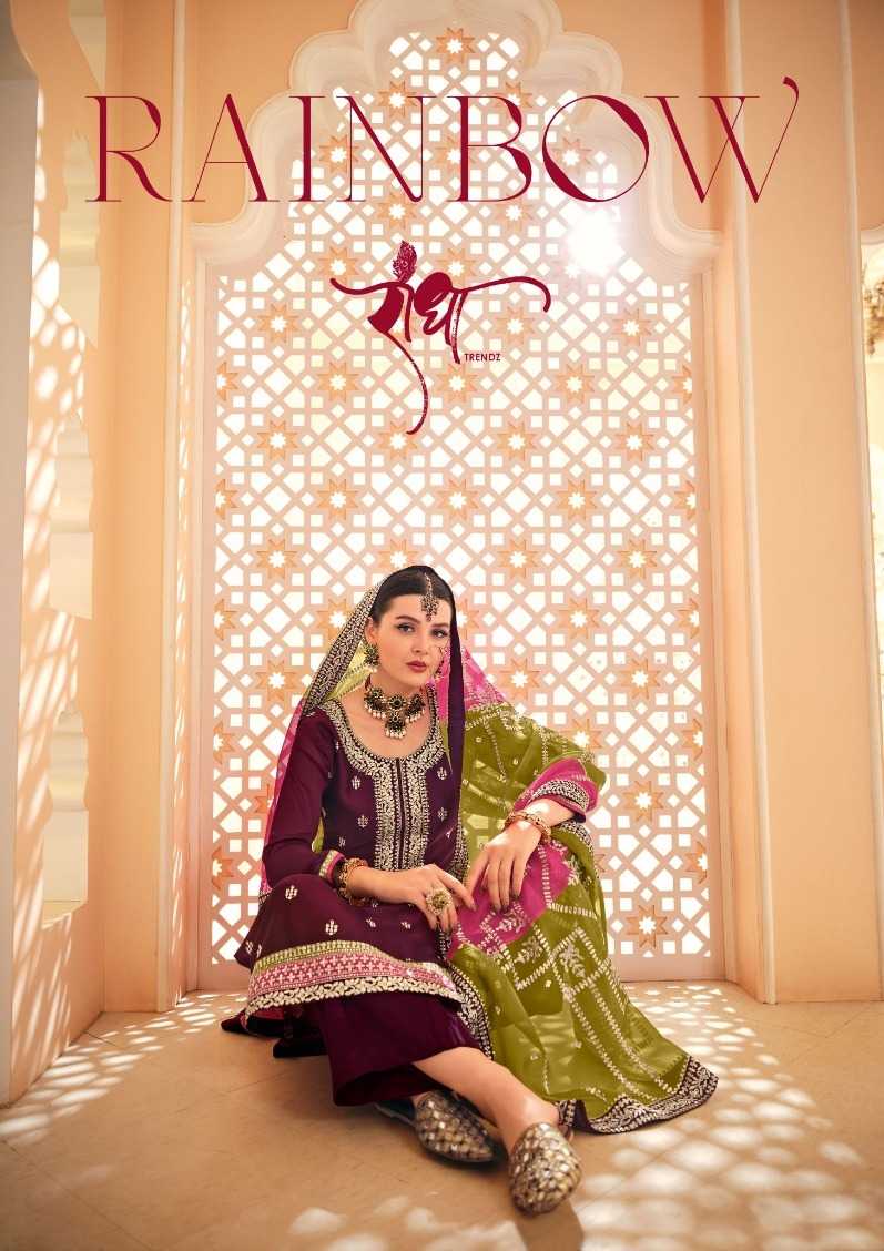 radha trendz rainbow 2041-2044 designer embroidery festive wear unstitch suits