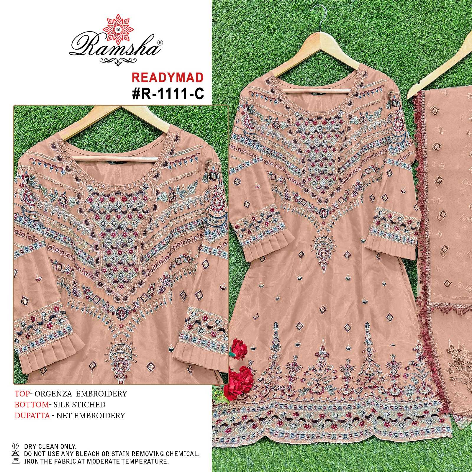 ramsha 1111 designer pakistani fullstitch top bottom dupatta collection