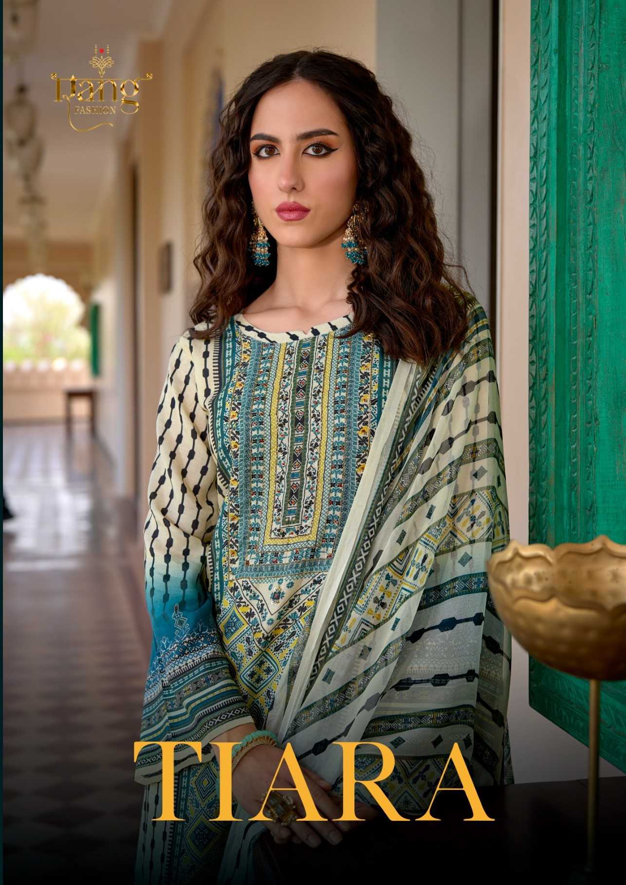 rang tiara beautiful pakistani print with handwork unstitch suit