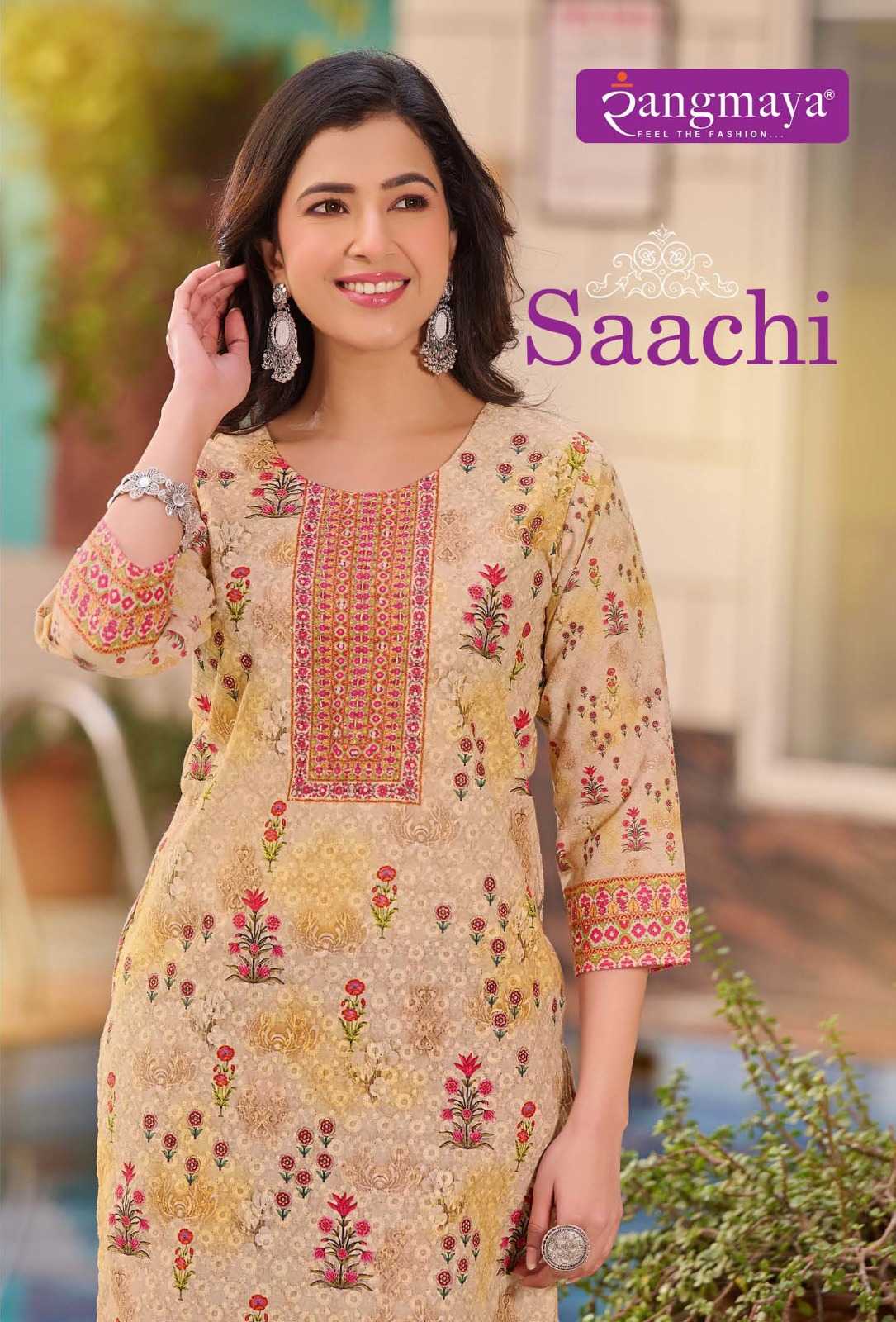 rangmaya saachi fancy stitched digital print straight kurti