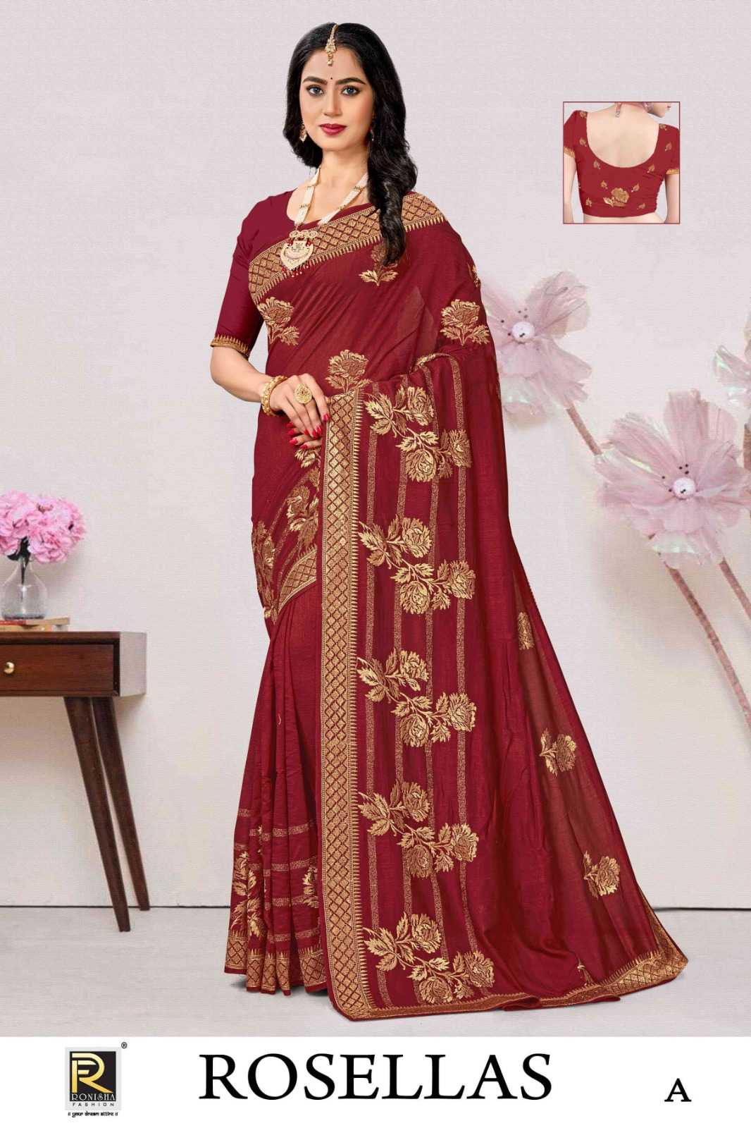 ROSELLAS  BY RANJNA SAREE  FABRICS VICHITRA BLOMING  FANCY EMBROIDERY BORDER SUPER HIT COLLECTION SAREES