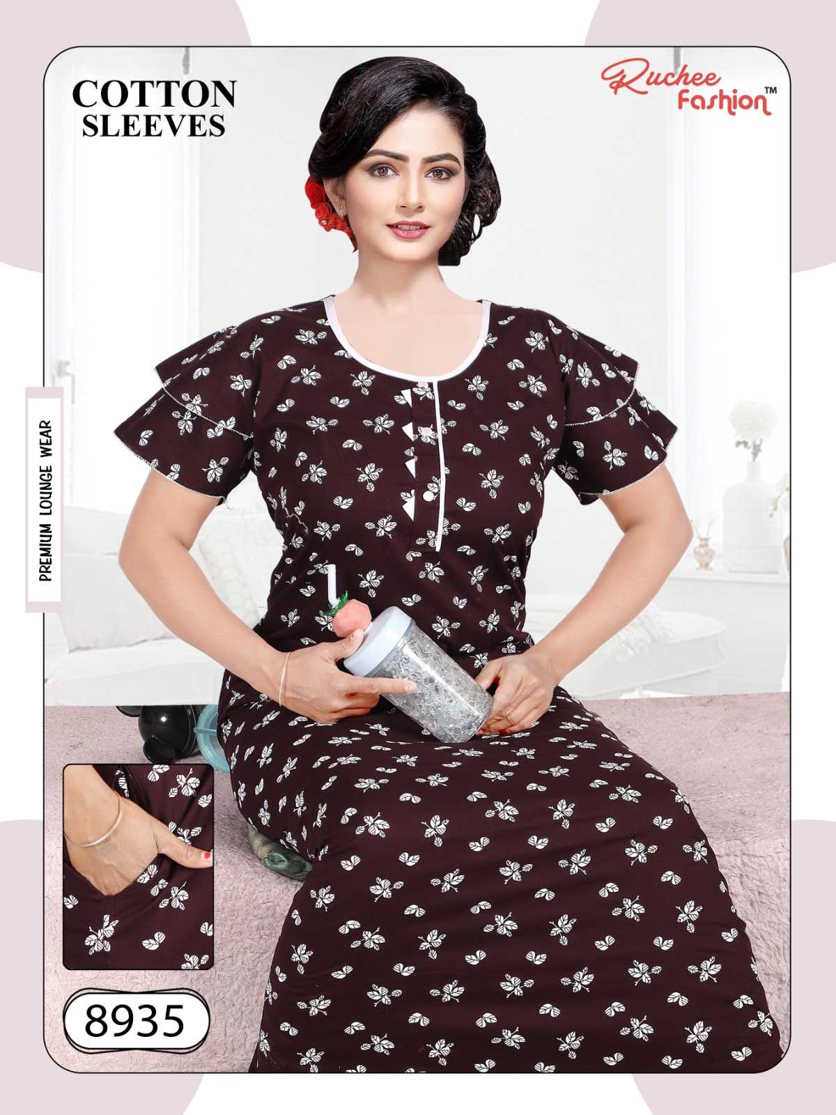 ruchee fashion cotton sleeve 8935 beautiful nighty