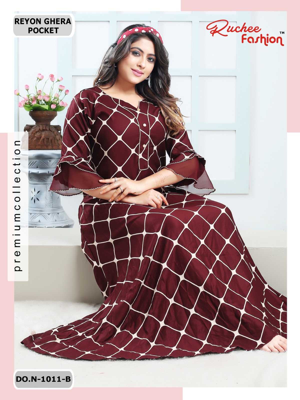 ruchee fashion rayon ghera heavy sleeves part 5 night gown collection