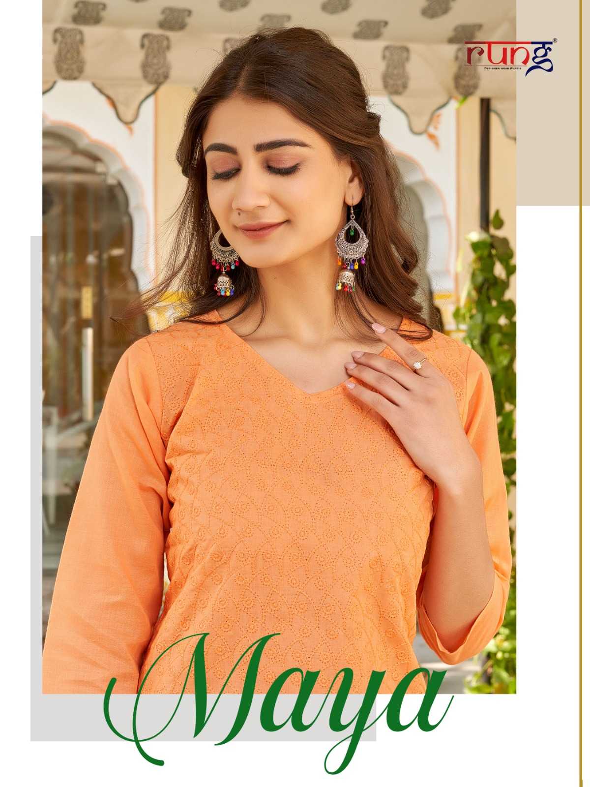 rung maya stitched fancy chiken kurti supplier
