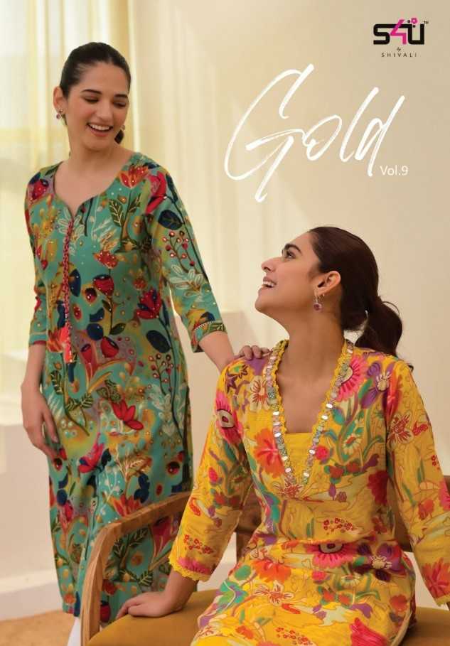 s4u gold vol 9 readymade fancy summer wear straight kurti collection