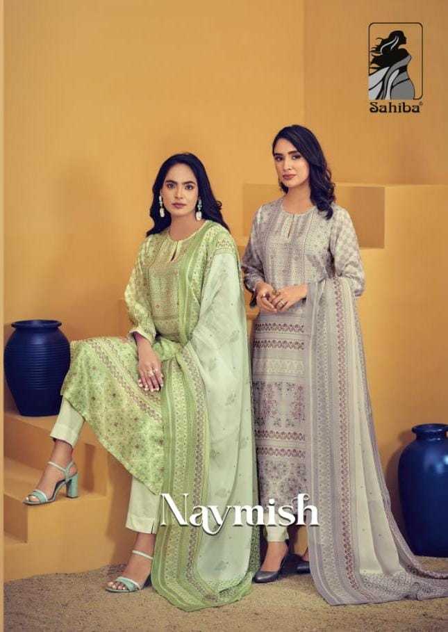 sahiba naymish adorable muslin digita print with handwork dress material