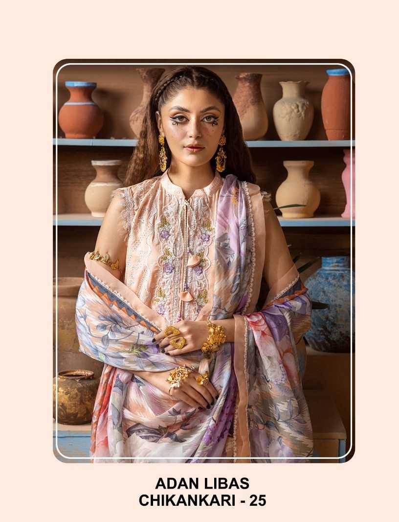 saniya trendz adan libas chikankari vol 25 pakistani cotton embroidery work dress material