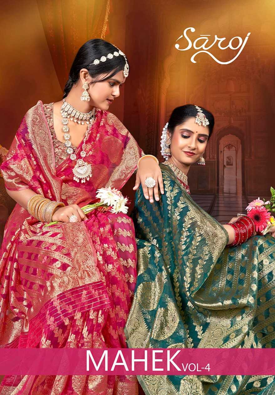 saroj mahek vol 4 adorable organza sarees catalog