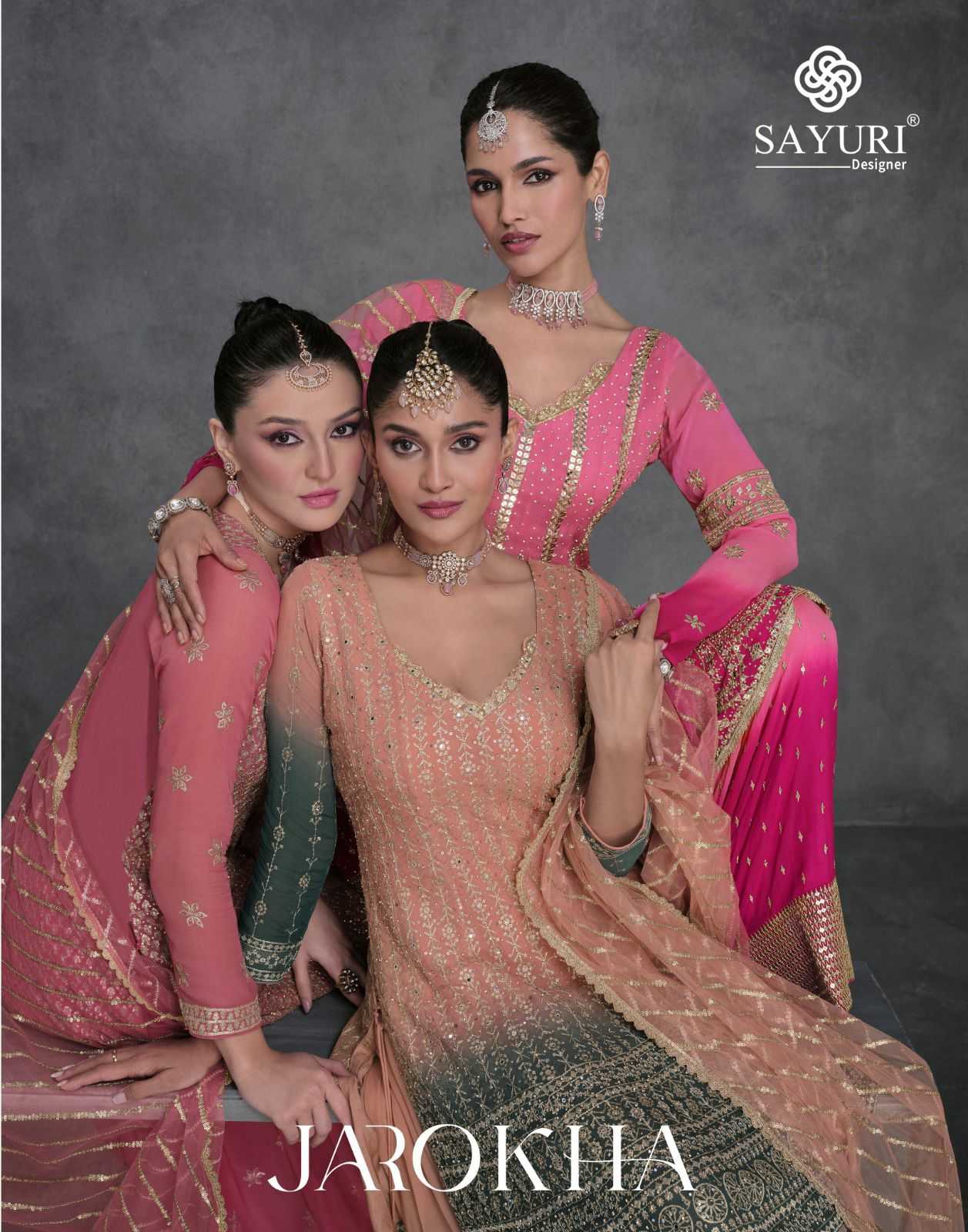 sayuri designer jarokha readymade occasion wear sharara salwar kameez