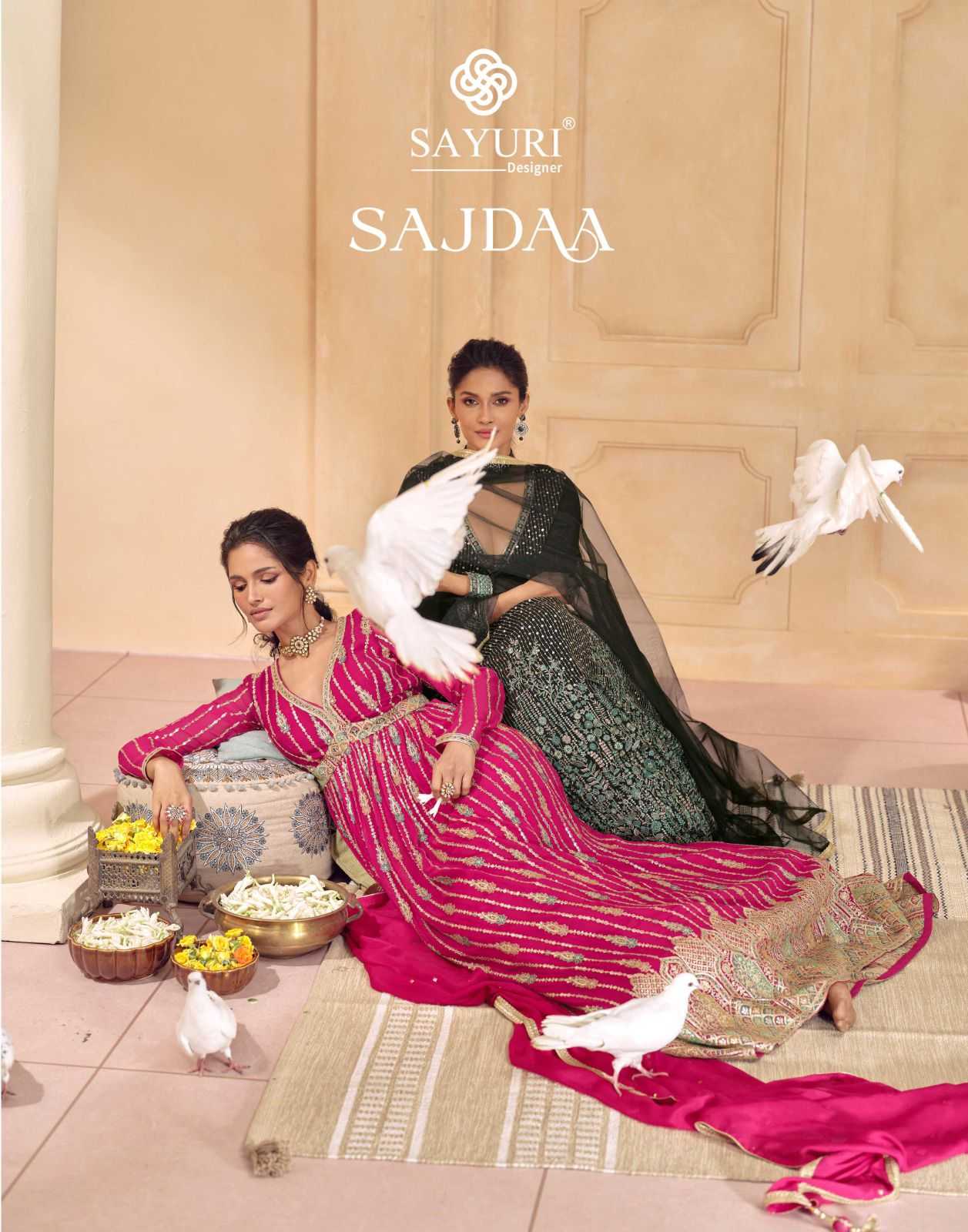 sayuri designer sajdaa trendy occasion wear readymade designer long gown with dupatta 