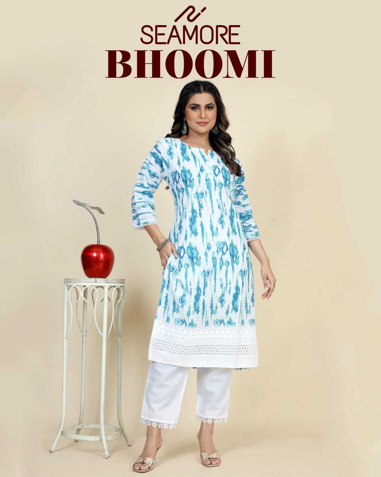 seamore bhoomi stitch beautiful lakhnavi work kurti