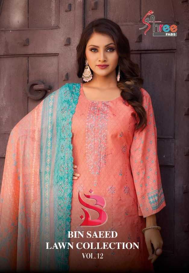 shree fab bin saeed lawn collection vol 12 pakistani full stitch salwar kameez
