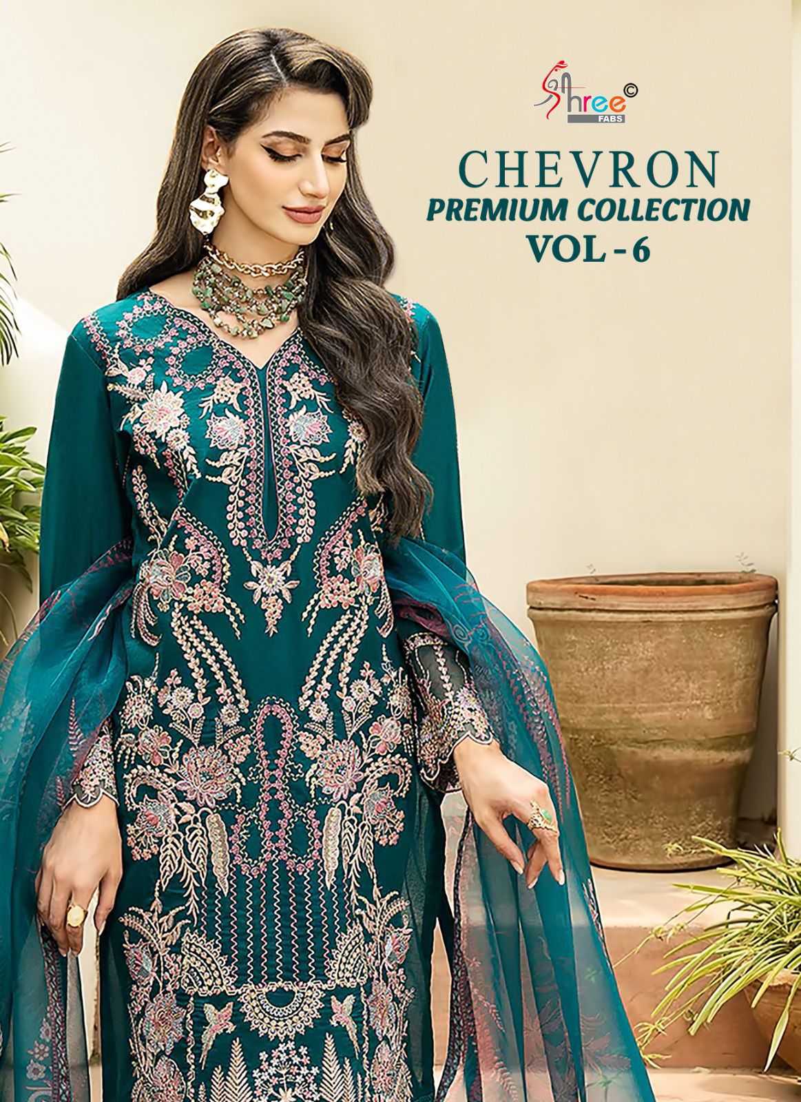 shree fab chevron premium collection vol 6 pakistani patch work dress material