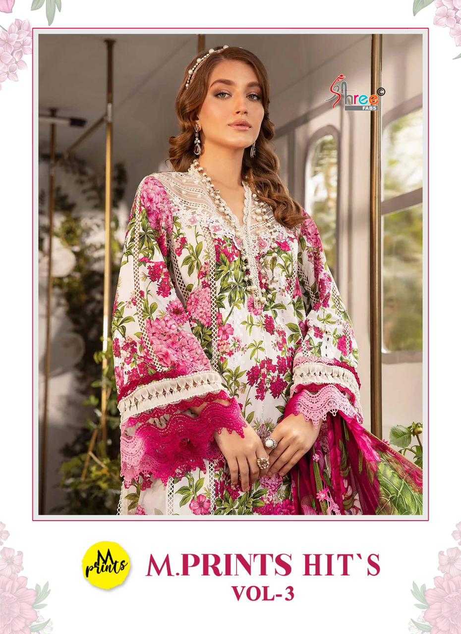 shree fab m prints hits vol 3 3414&3418 latest pakistani cotton unstitch suit