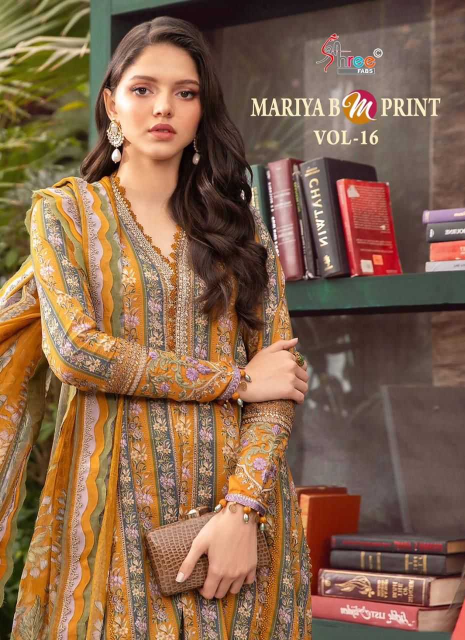 shree fab mariya b m print vol 16 pakistani festive collection dress material