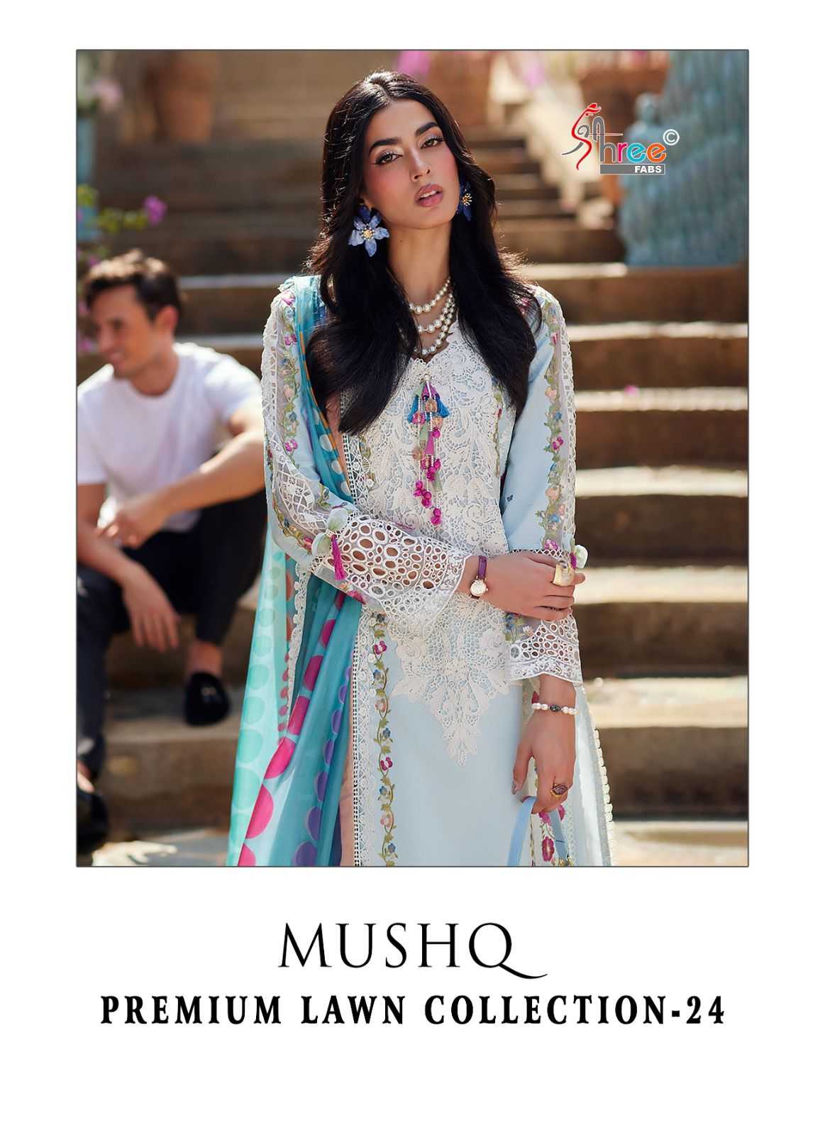 shree fab mushq premium lawn collection 24 brand new pakistani dress material