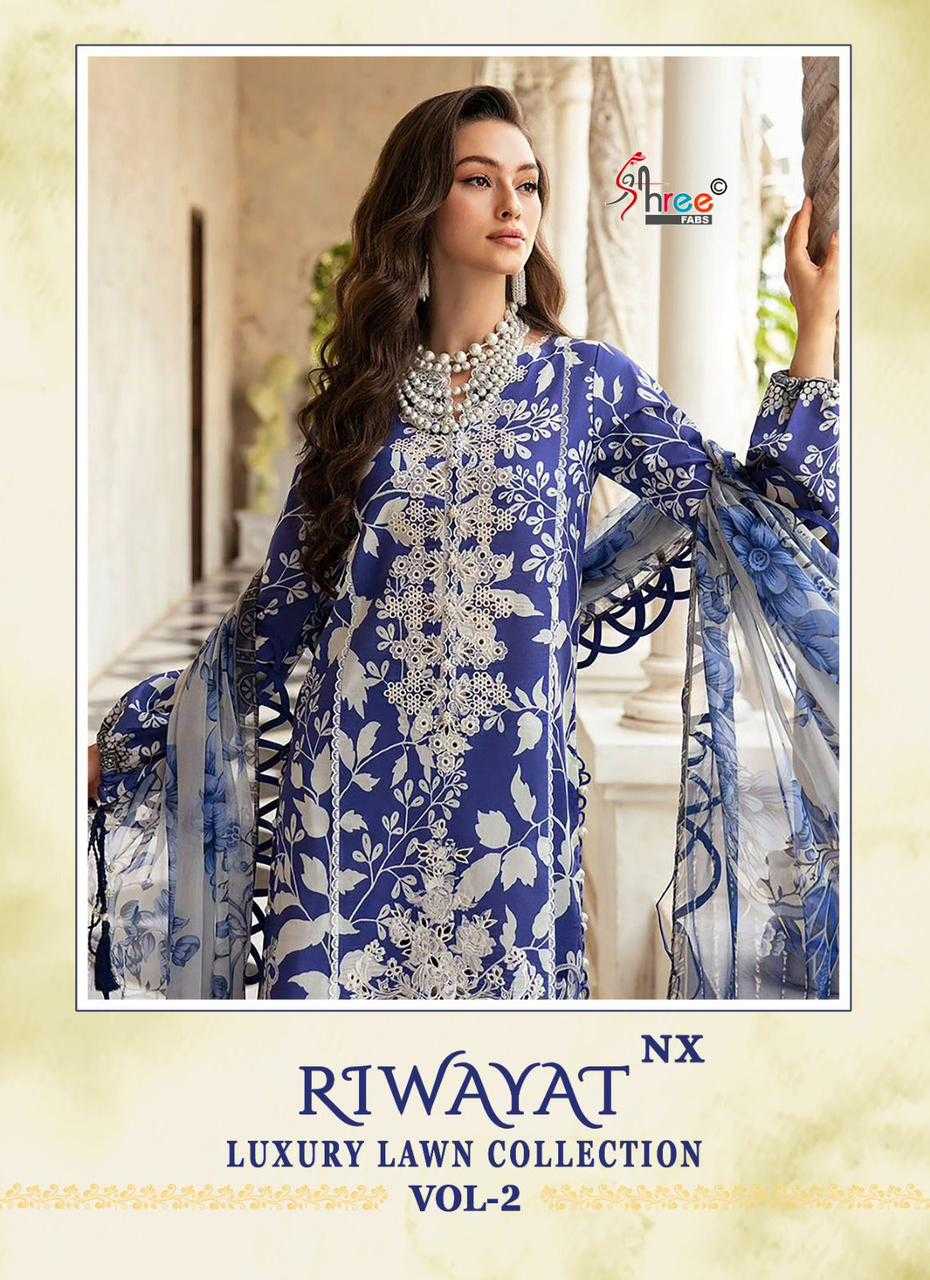 shree fab riwayat luxury lawn collection vol 2 nx beautiful pakistani dress material