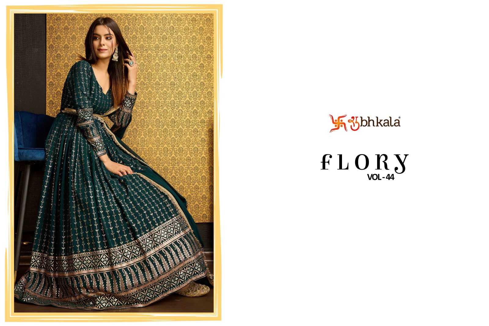 shubhkala flory vol 44 readymade designer occasion wear long gown with dupatta