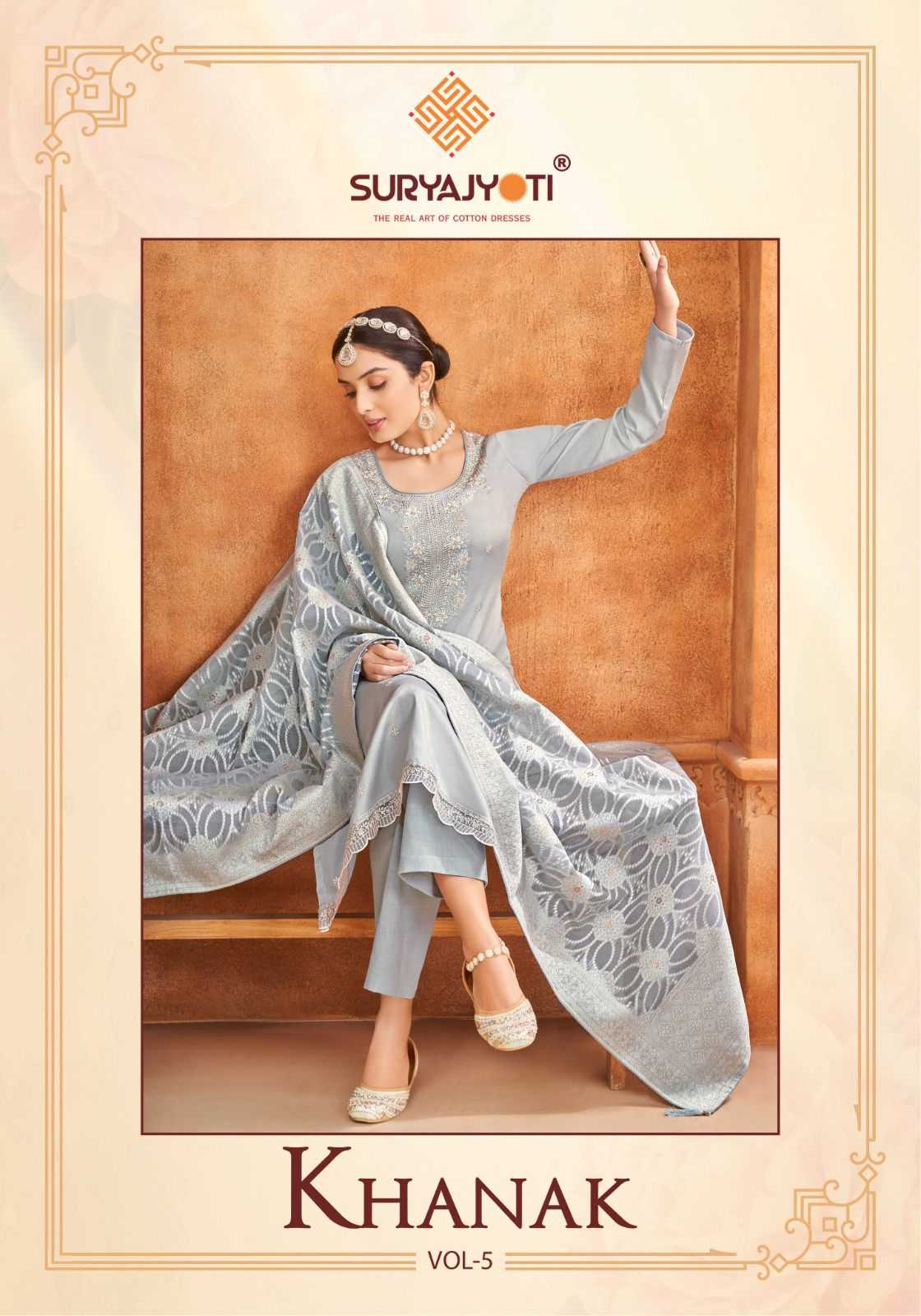 suryajyoti khanak vol 5 festive wear unstitch salwar kameez