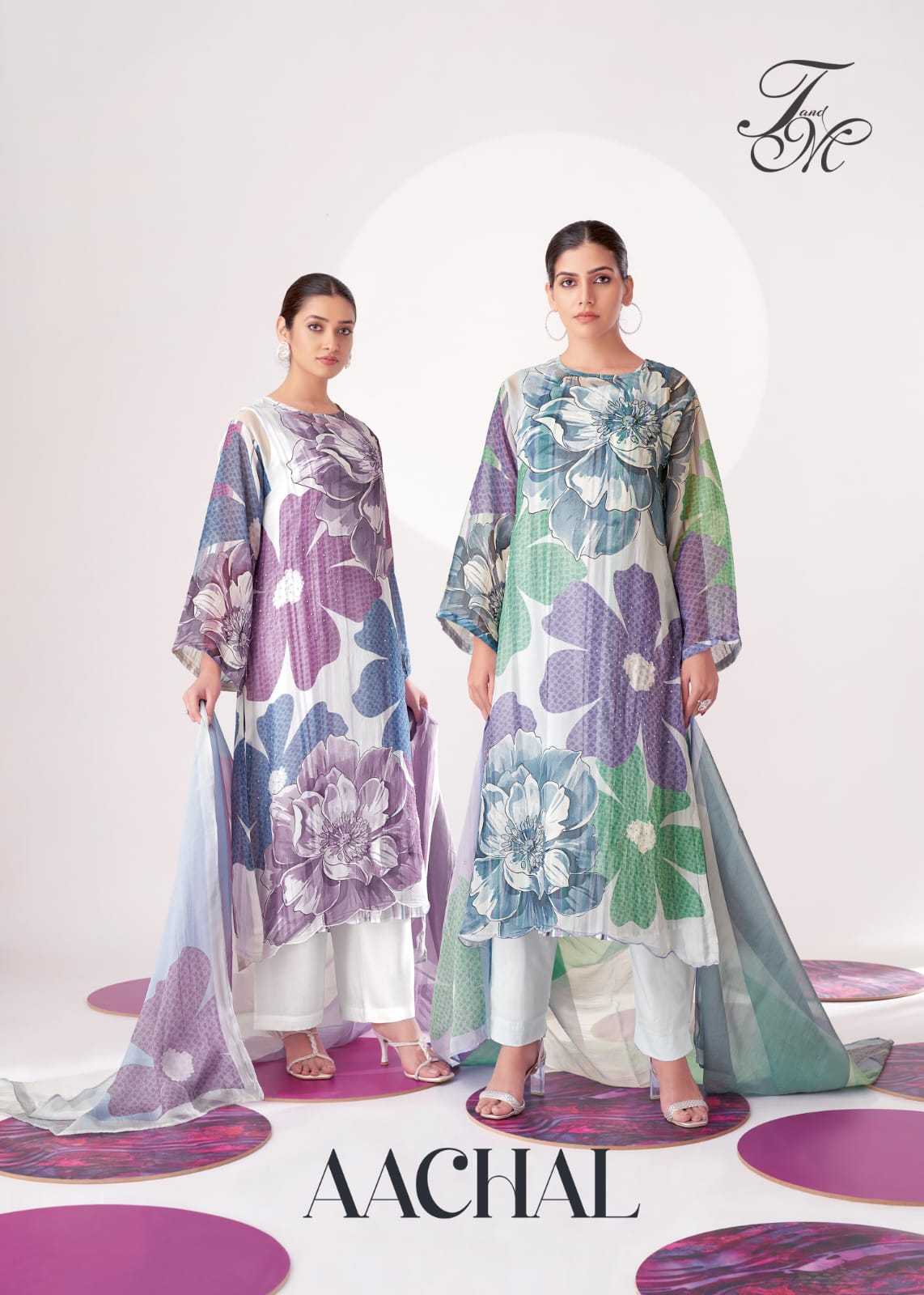t&m aachal fancy digital print with handwork dress material
