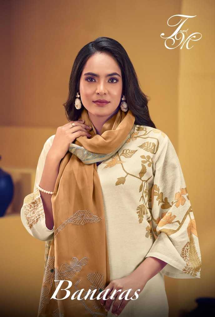 t&m banaras fancy digital print with handwork drees material