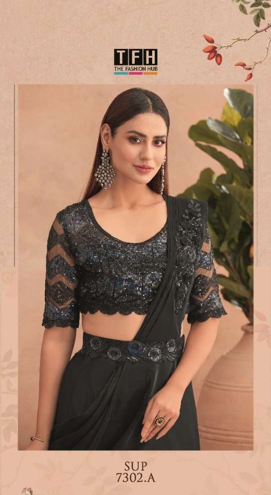 tfh present super star hit 7302 function wear saree collection 