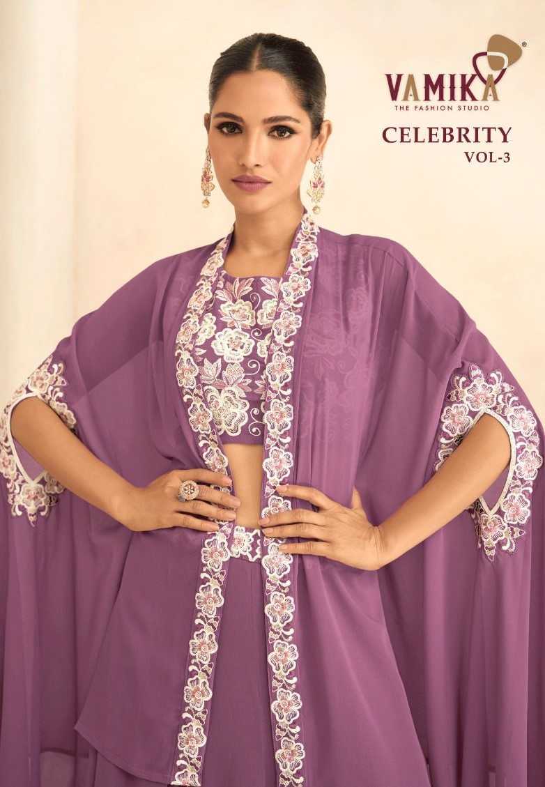 vamika celebrity vol 3 occasion wear readymade top lehenga with designer shrug
