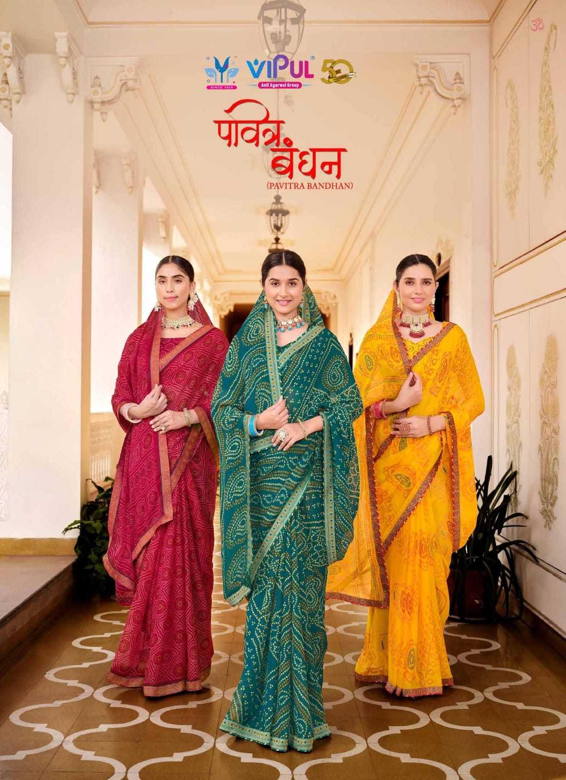 vipul fashion pavitra bandhan 78804-78815 fancy chiffon bandhani sarees