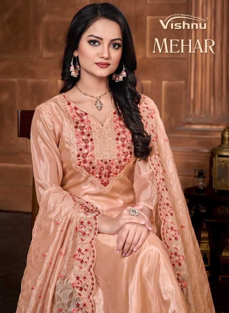 vishnu impex mehar designer organza shimmer unstitch salwar kameez