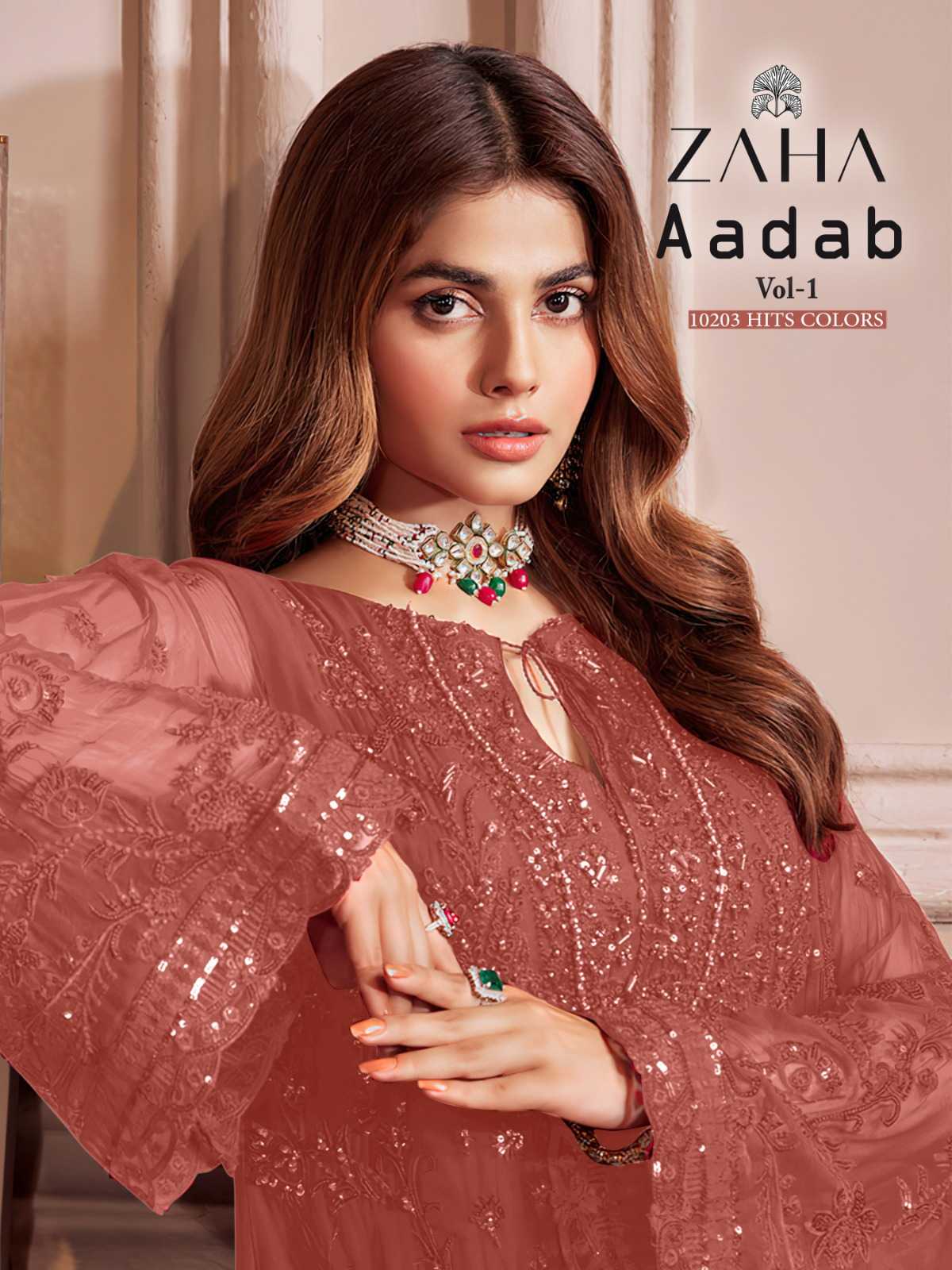 zaha aadab 10203 hits colors brand new collection unstitch pakistani suit