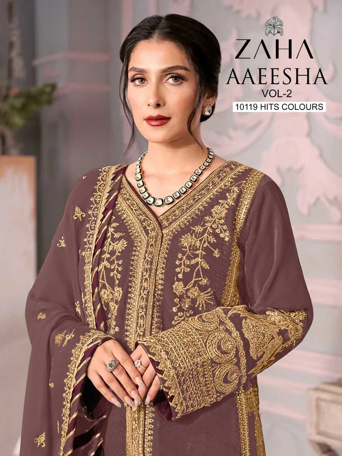 zaha aaeesha vol 2 10119 c 1234 designer pakistani unstitch suit