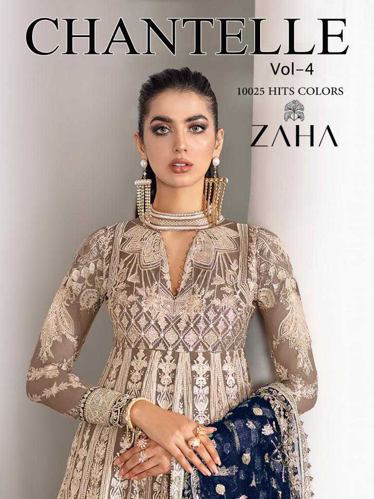 zaha chantelle vol 4 10025 efgh hits colors pakistani butterfly net embroidery work dress material