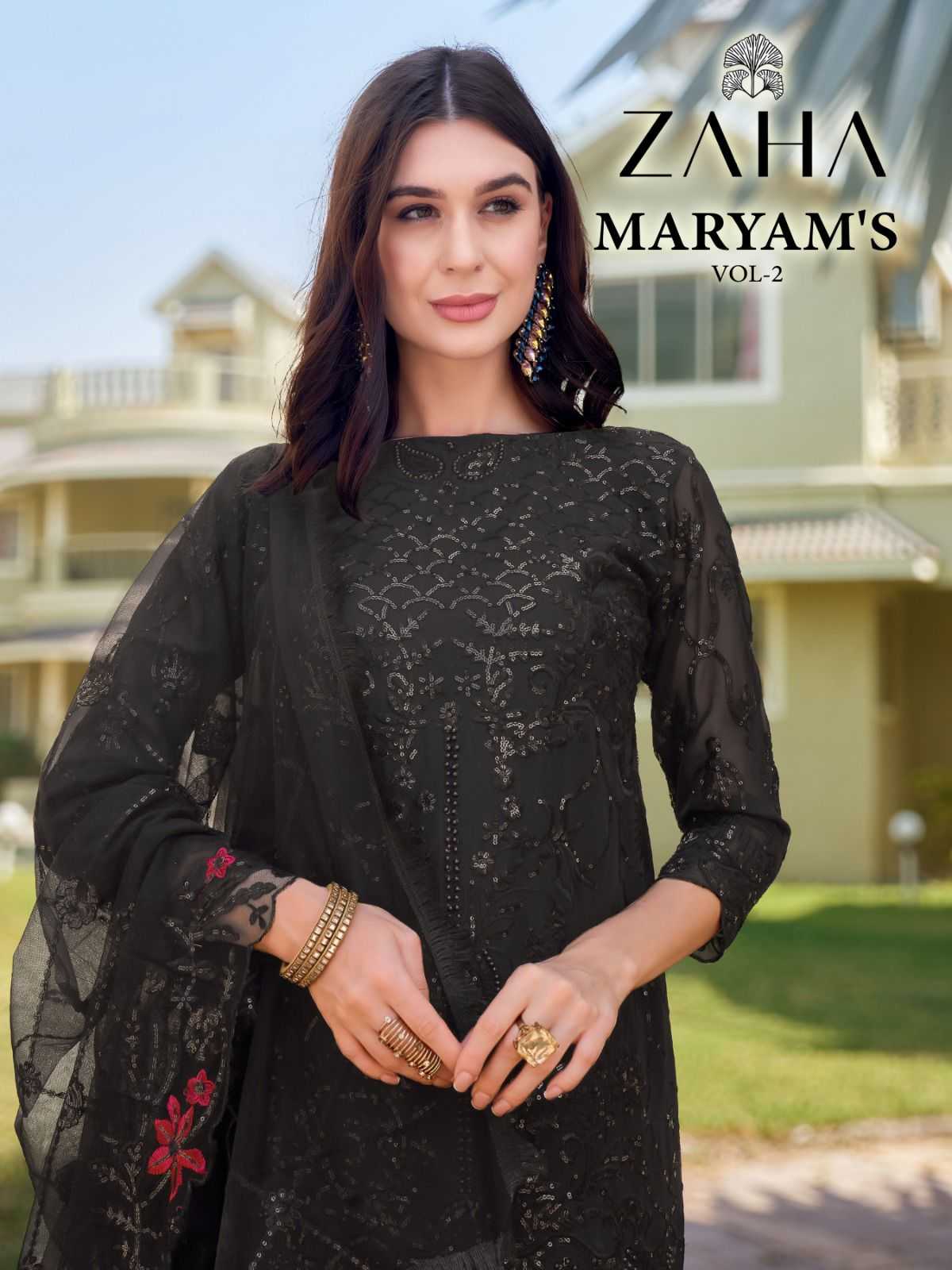zaha maryam vol 2 10158-10160 pakistani embroidery work dress material