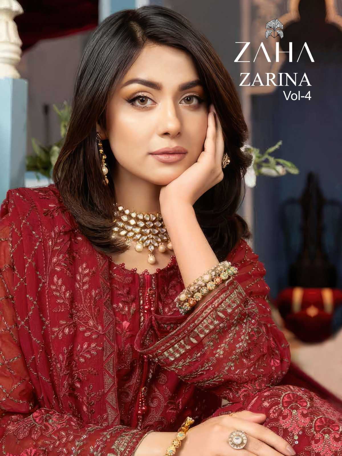 zaha zarina vol 4 10253-10255 pakistani gerogette embroidery work unstitch suit