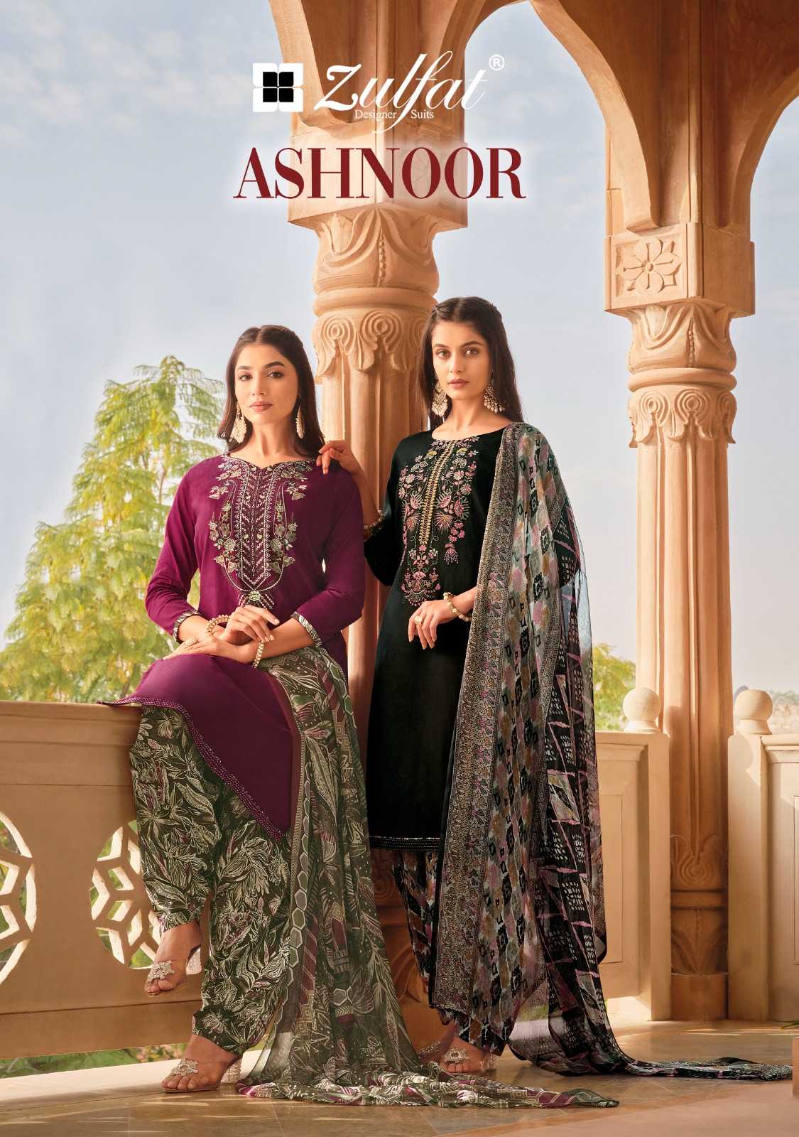zulfat ashnoor amazing jaam cotton unstitch salwar kameez with nazneen dupatta