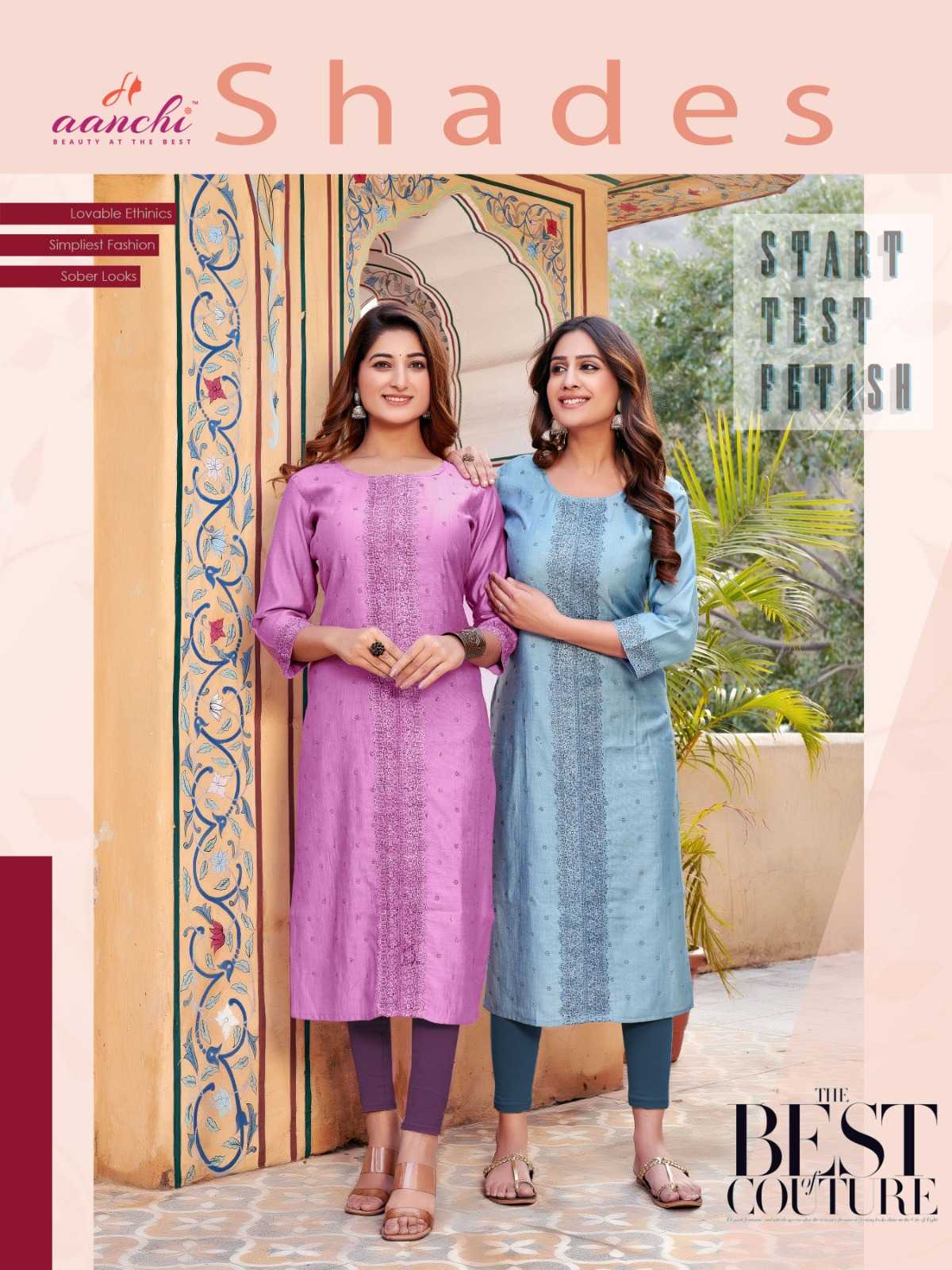 aanchi shades festive wear readymade straight kurti collection